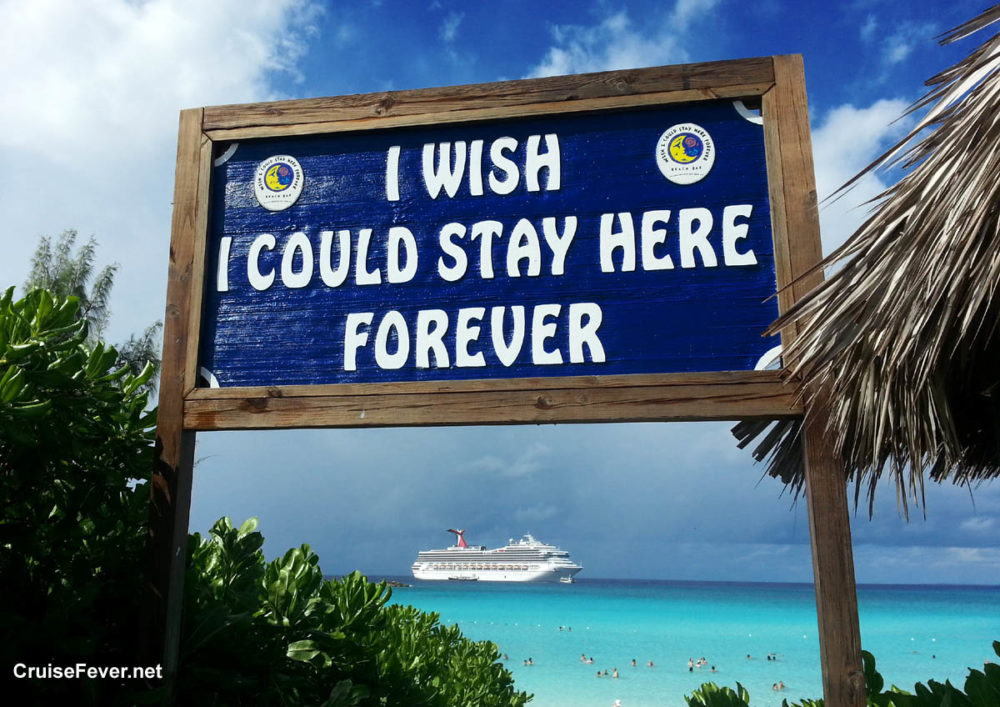 I wish I could stay here forever photo op on Half Moon Cay island