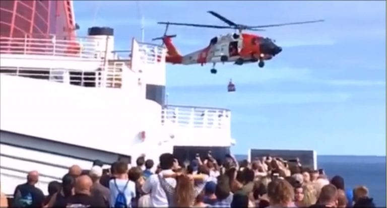 Crew Member Medevaced Off Carnival Cruise Ship (Video)