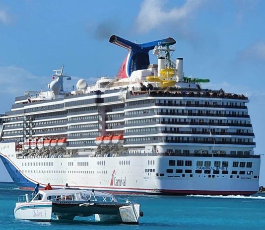 Carnival cruise ship leaving the port of Nassau