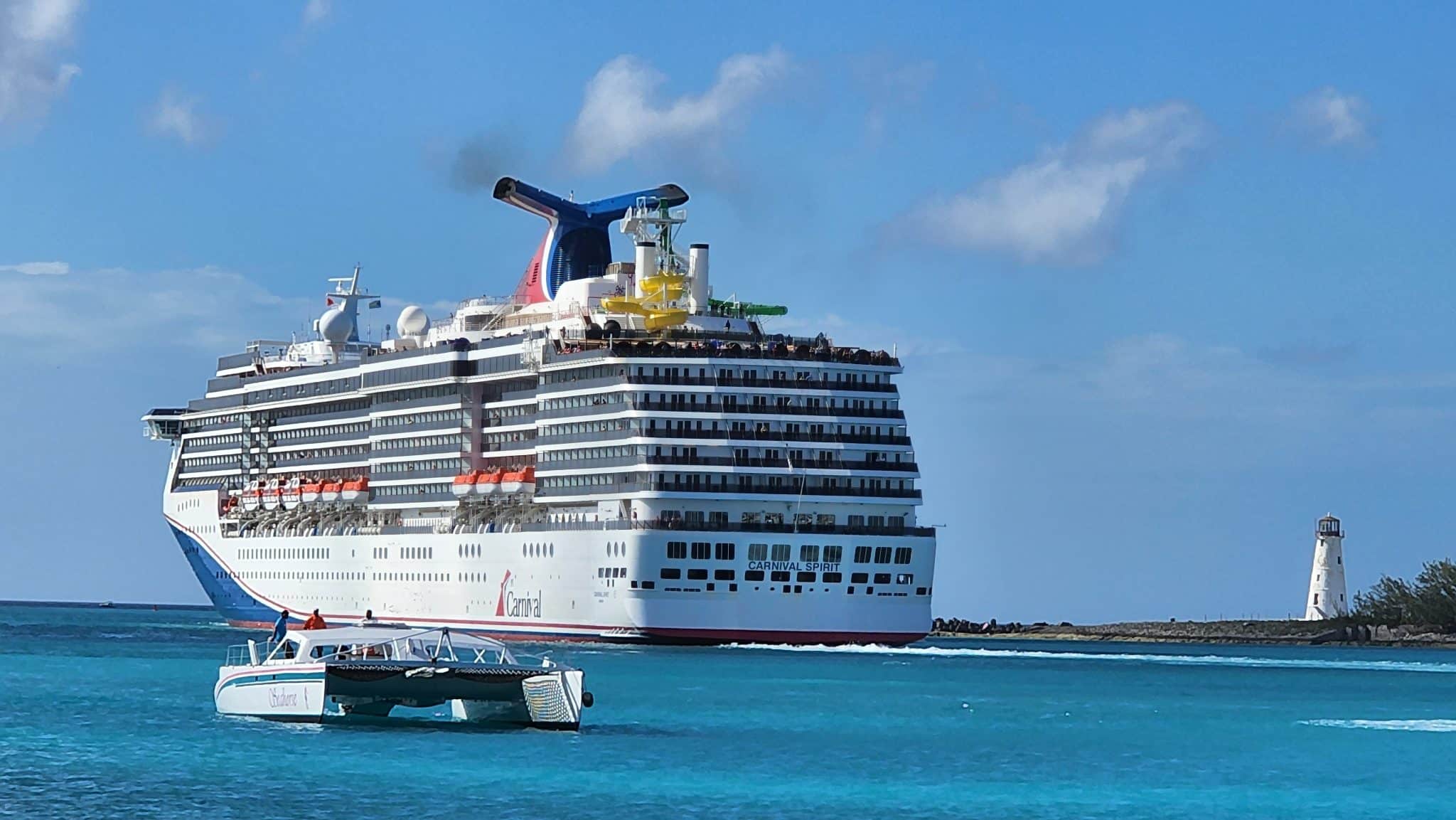 Carnival cruise ship leaving the port of Nassau