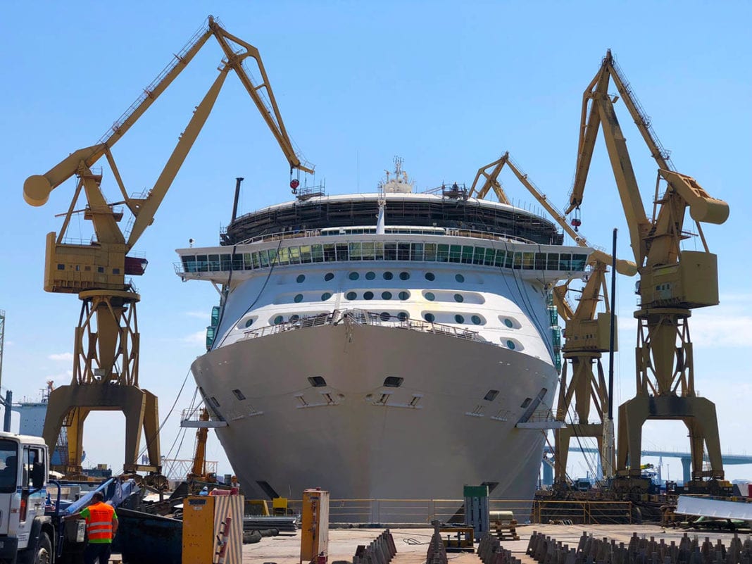 Royal Caribbean Cruise Ship Enters Dry Dock for Monster Renovation