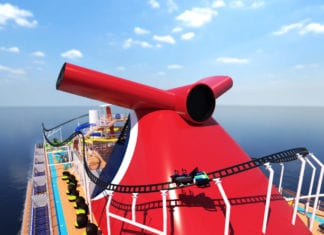 Carnival Cruise Line's cruise ship with a roller coaster