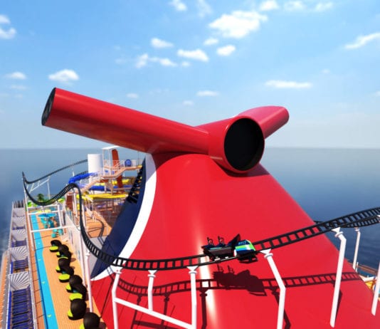 Carnival Cruise Line's cruise ship with a roller coaster