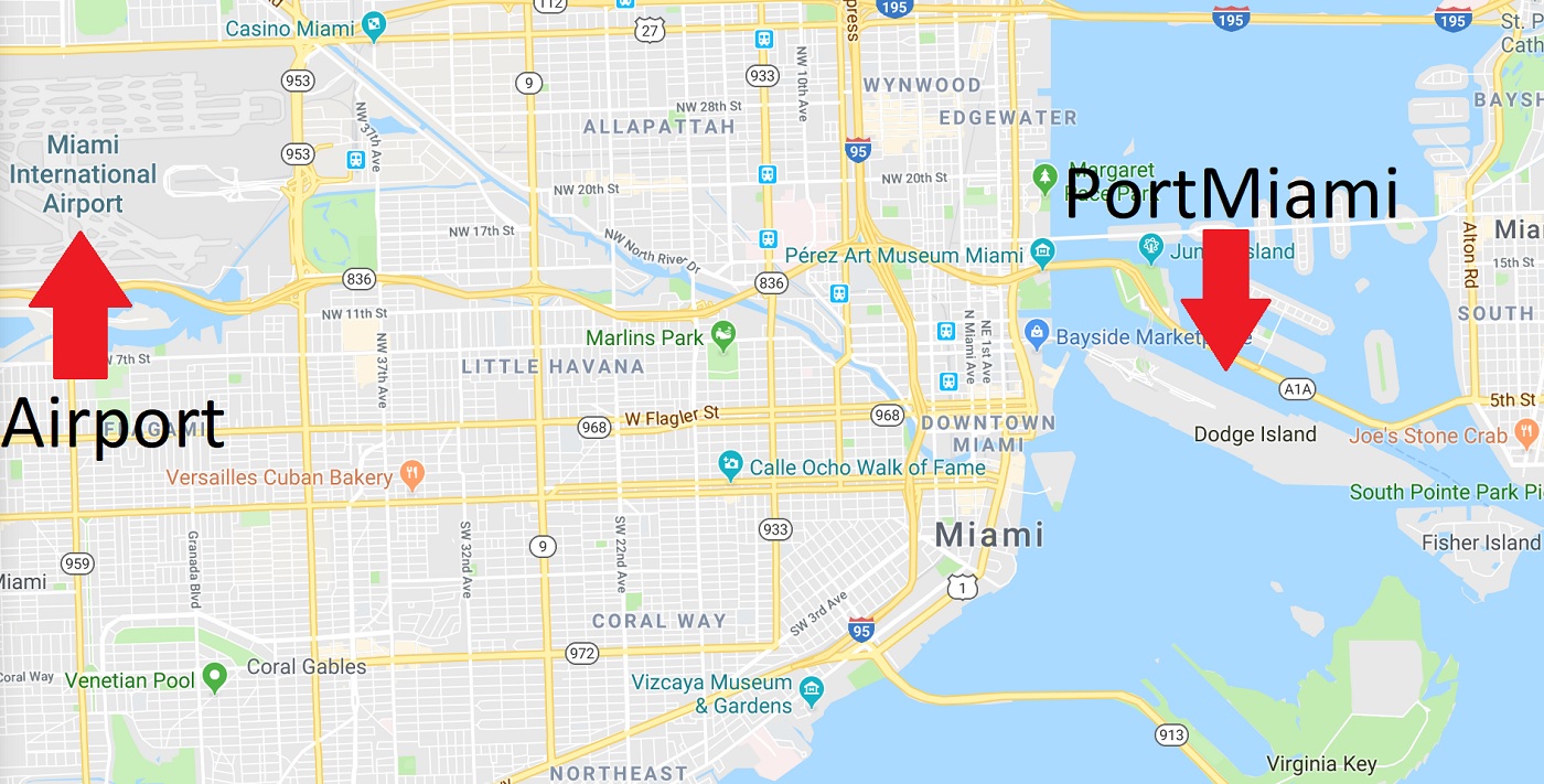 how to get from miami airport (mia) to miami's cruise port