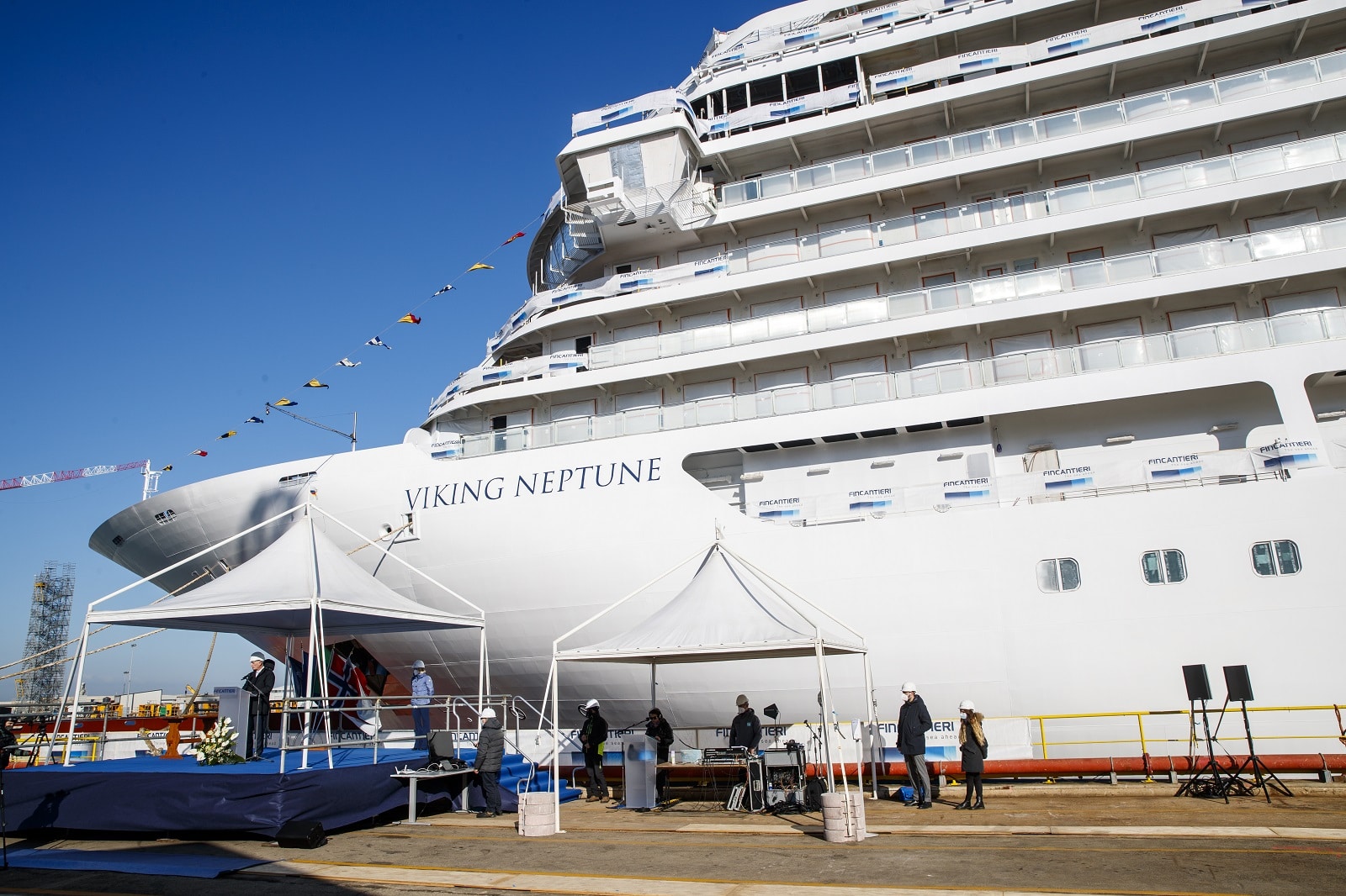 Viking's Newest Cruise Ship, Viking Neptune, Touches Water for First Time