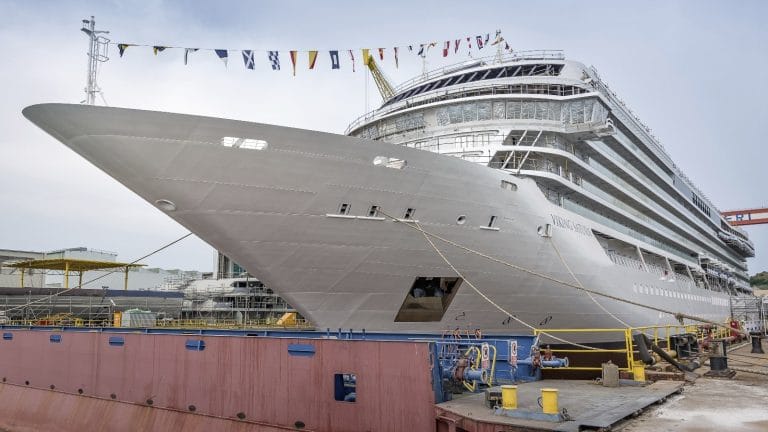 Viking’s 9th Ocean Cruise Ship Touches Water for the First Time