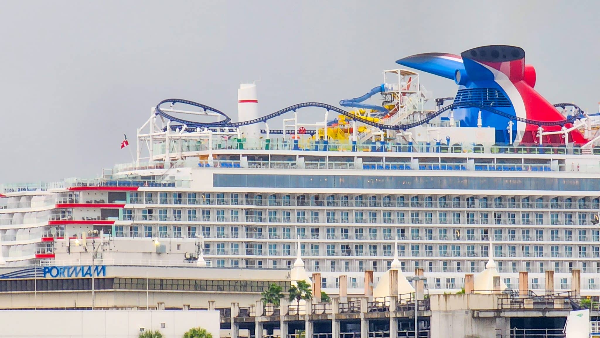 Cruise Ship With a Curler Coaster Arrives in Miami Nice Vacation Bookings