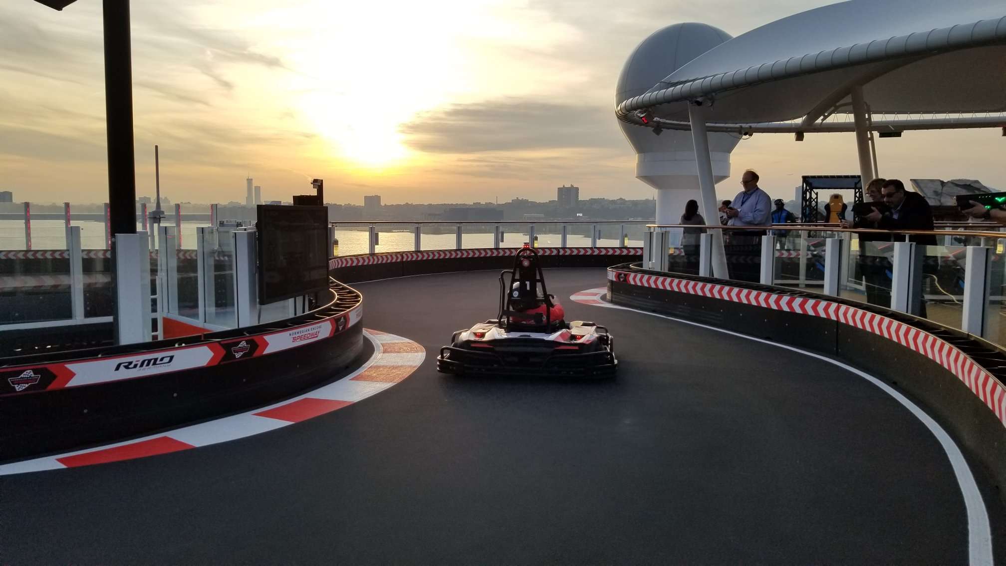 A go-kart track on Norwegian cruise ship