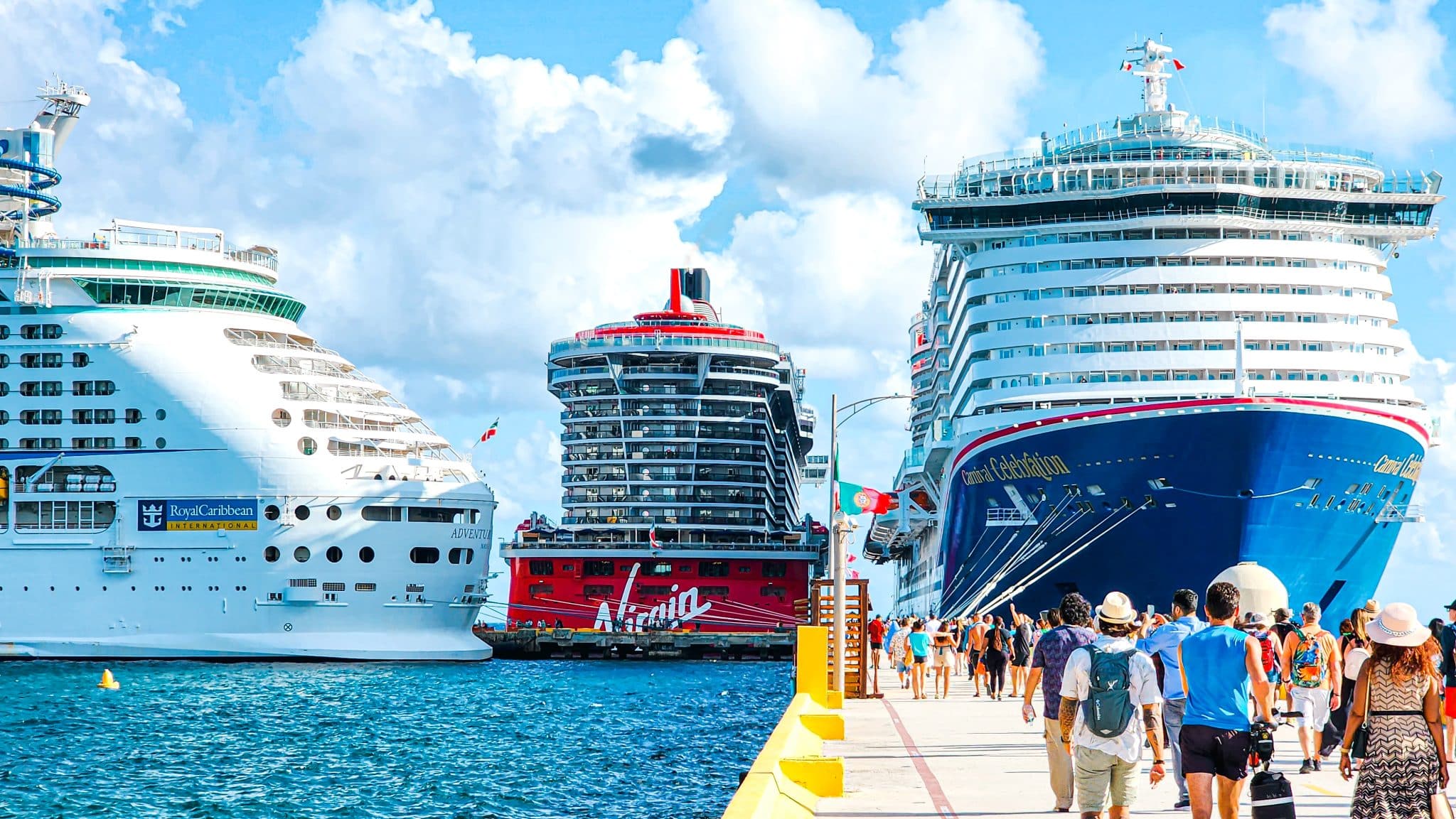 cruise ships docked in Costa Maya, Mexico