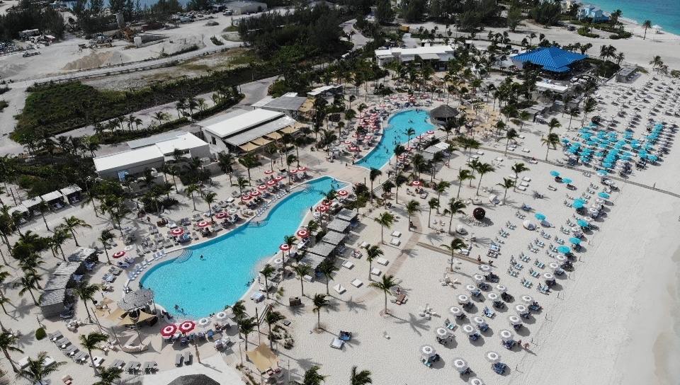 Bimini beach club by Virgin Voyages from above