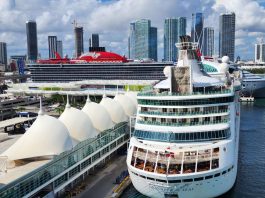 cruise ships in portmiami, miami with virgin and royal caribbean