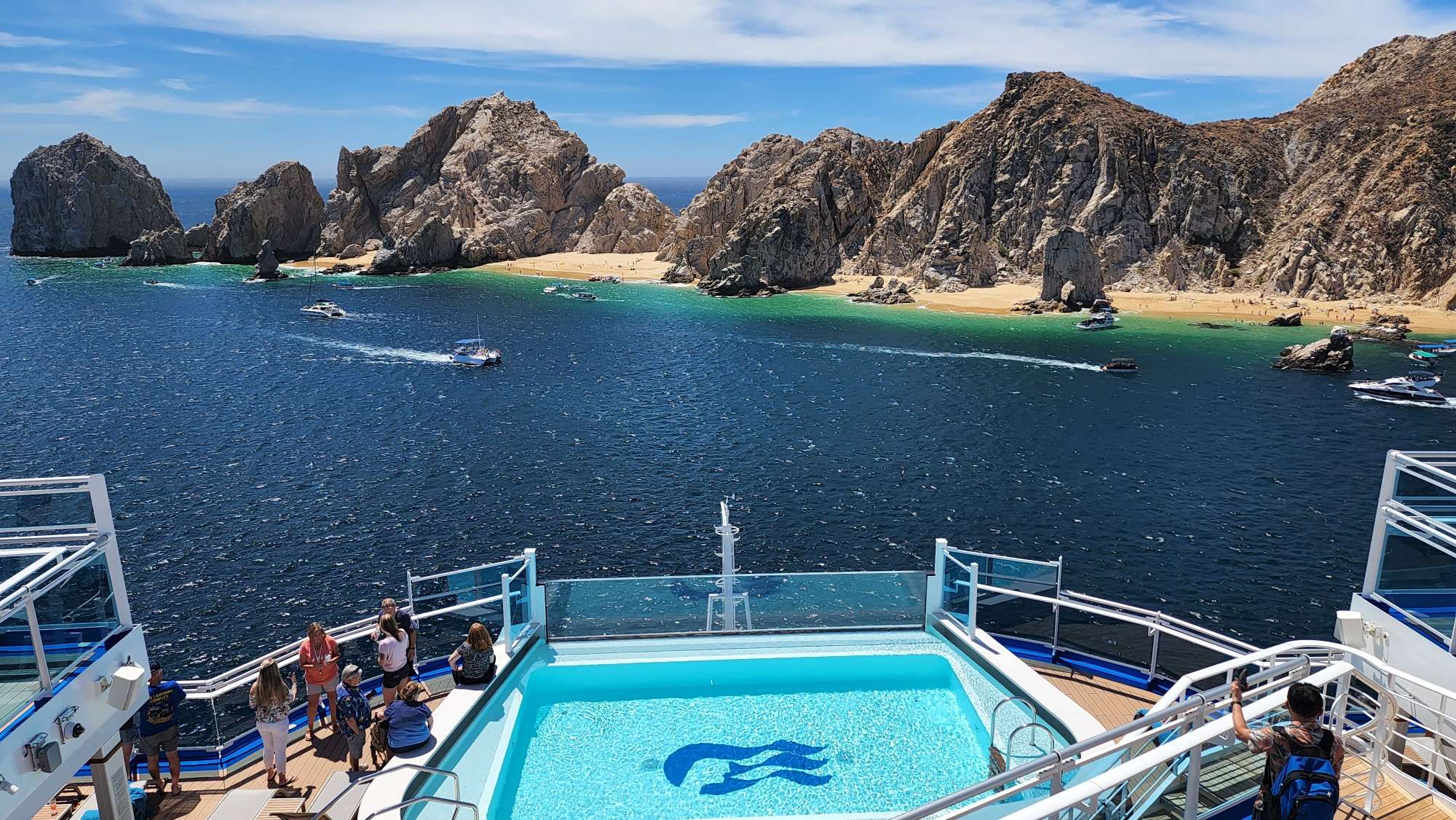 aft pool of princess cruise ship while anchored in Cabo