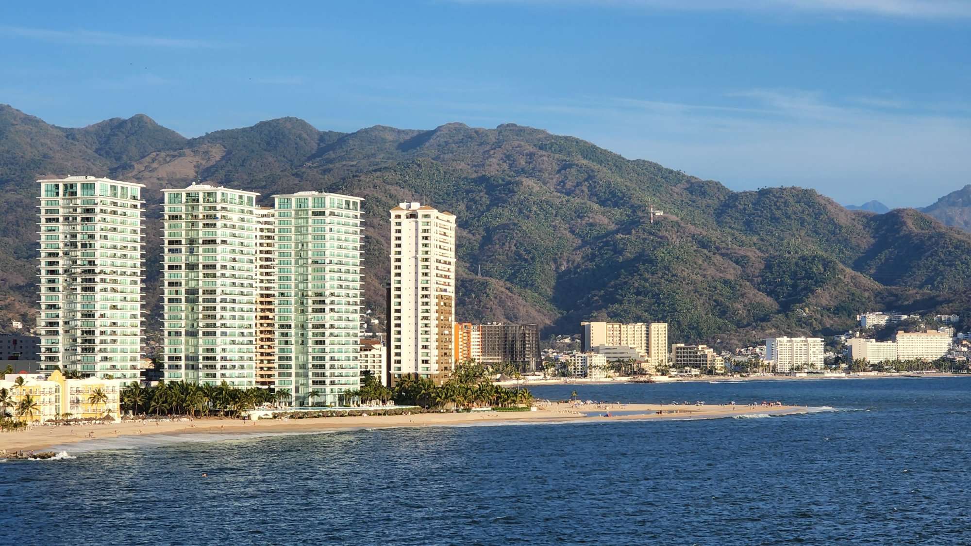 apartment buildings along the coastline of Puerto Vallarta