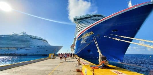 Two ships in Costa Maya - Allure of the Seas and Carnival Celebration(1)