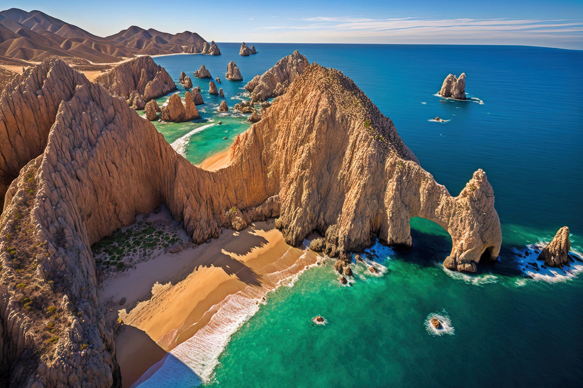 Rock formations on ocean at Land's End in Cabo San Lucas