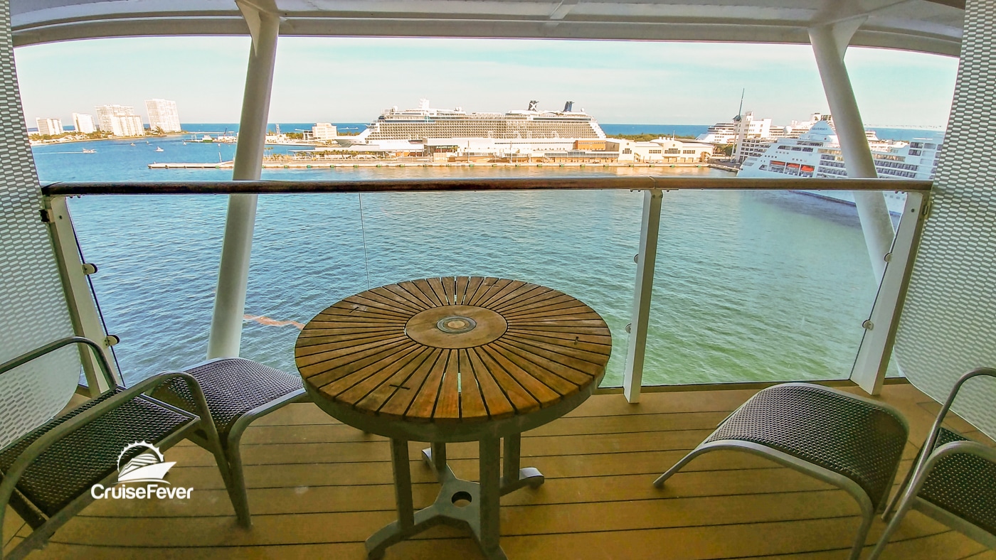 cruise ship balcony overlooking port everglades on celebrity ship