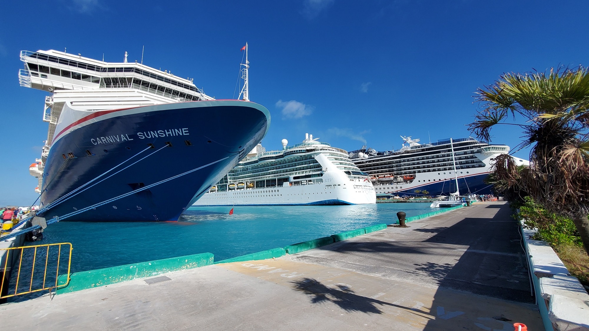 carnival cruise ships and royal caribbean ship in Nassau port
