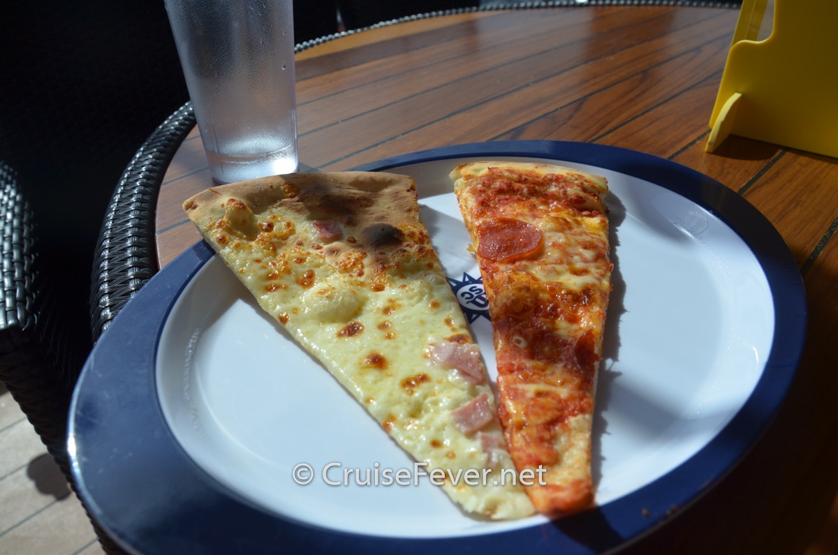 MSC Cruises room service pizza on a plate