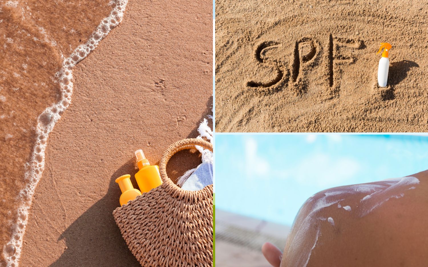 sunscreen on beach; spf in sand