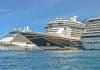 Cruise ships in port in Nassau: Disney, Celebrity, and Carnival