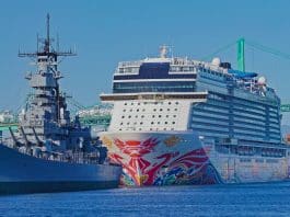 LA cruise port with Norwegian cruise ship