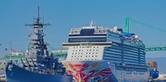 LA cruise port with Norwegian cruise ship
