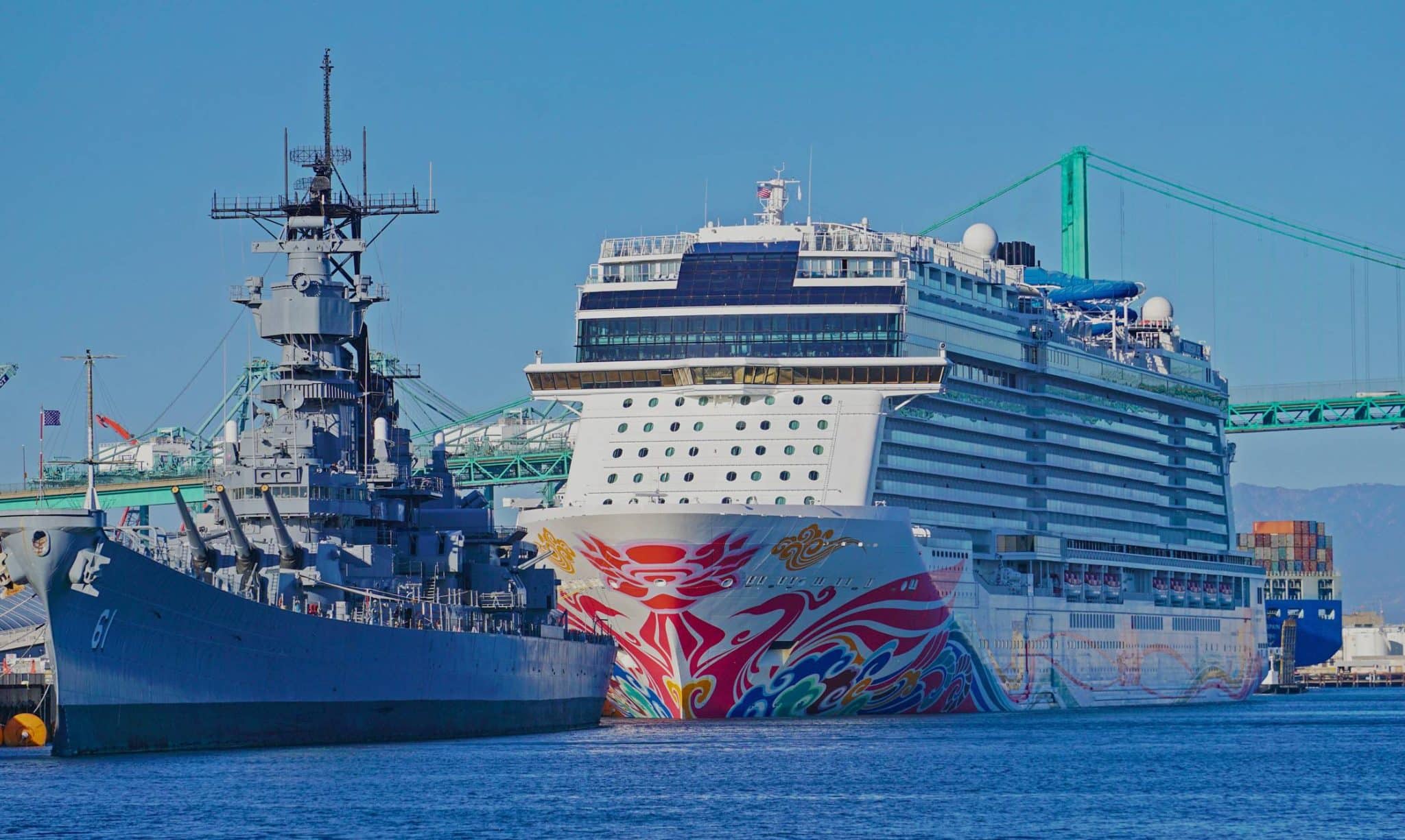 LA cruise port with Norwegian cruise ship
