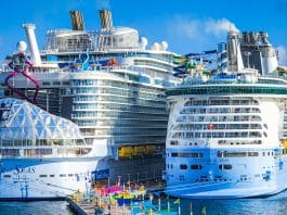 Royal Caribbean cruise ships docked at CocoCay
