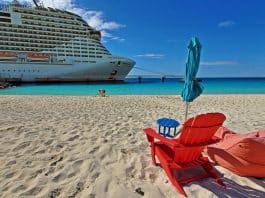 MSC Meraviglia at Ocean Cay with chair on beach