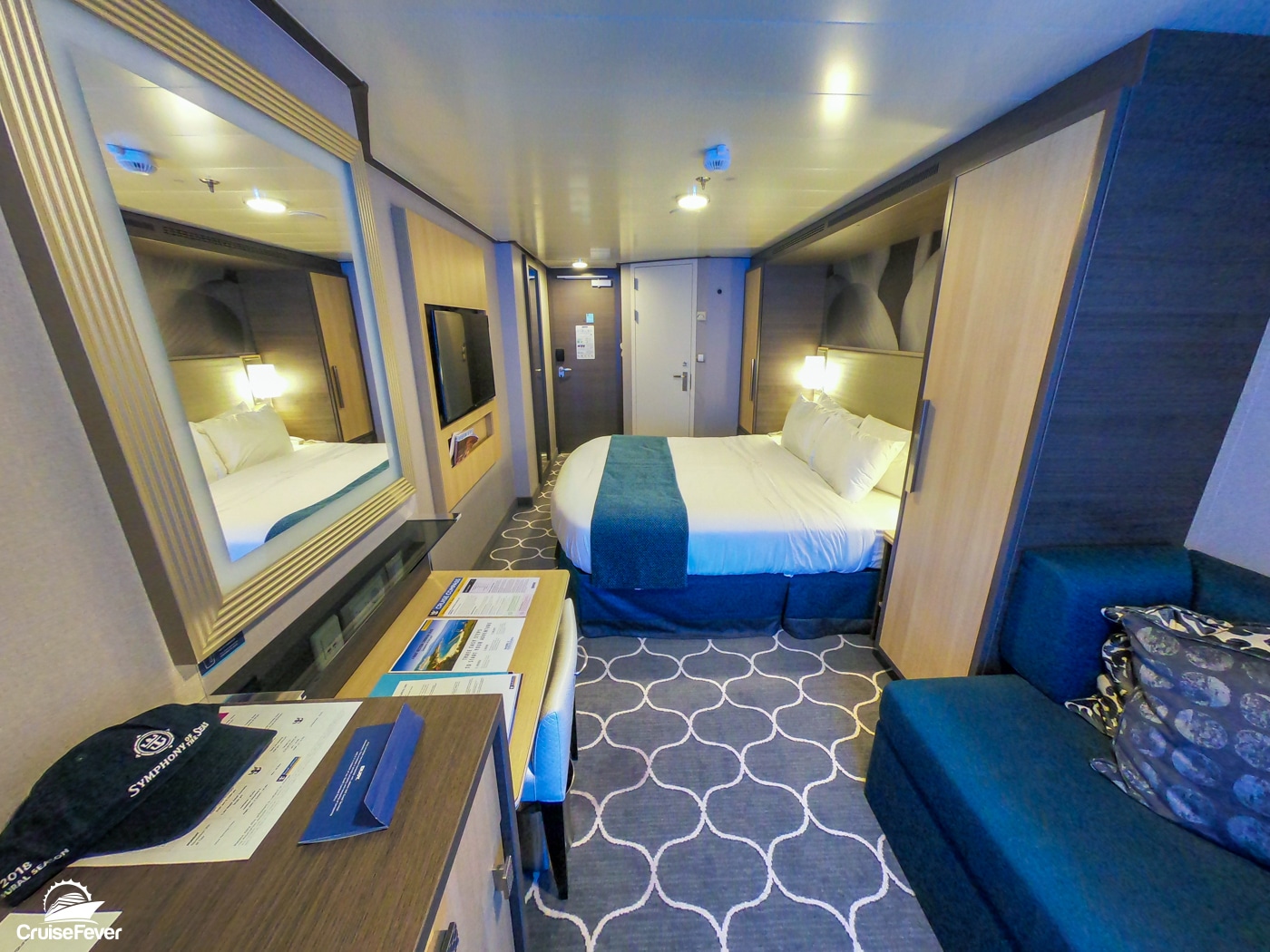 Interior cabin on Royal Caribbean cruise ship