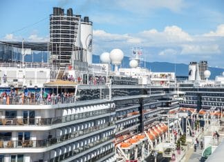 Two Holland American Cruise ships in port in Vancouver