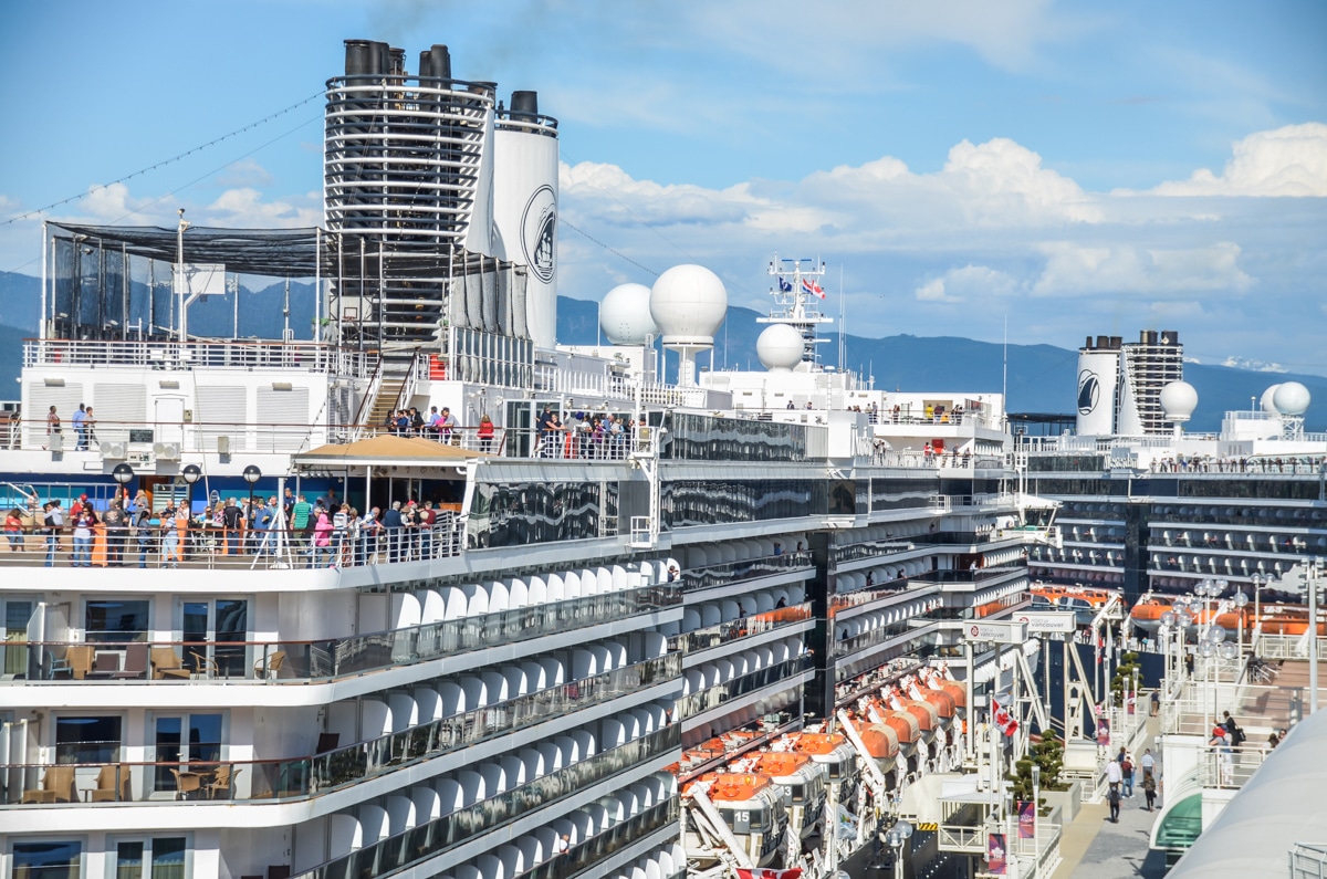 Two Holland American Cruise ships in port in Vancouver