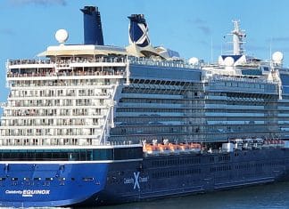 Celebrity cruise ship leaving port