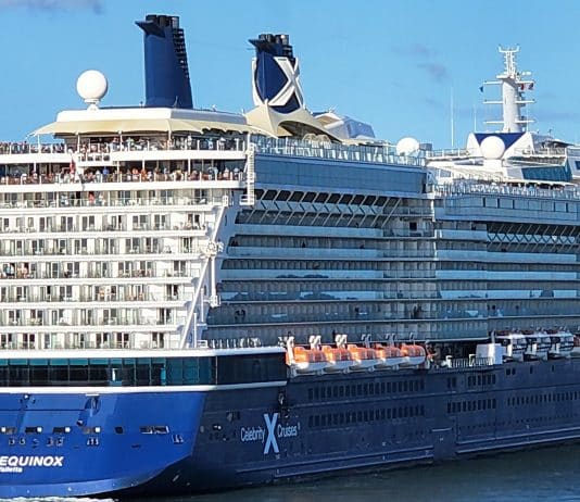 Celebrity cruise ship leaving port