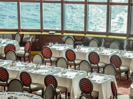 Cruise ship main dining room on Eurodam Holland America