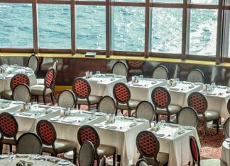 Cruise ship main dining room on Eurodam Holland America