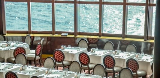 Cruise ship main dining room on Eurodam Holland America