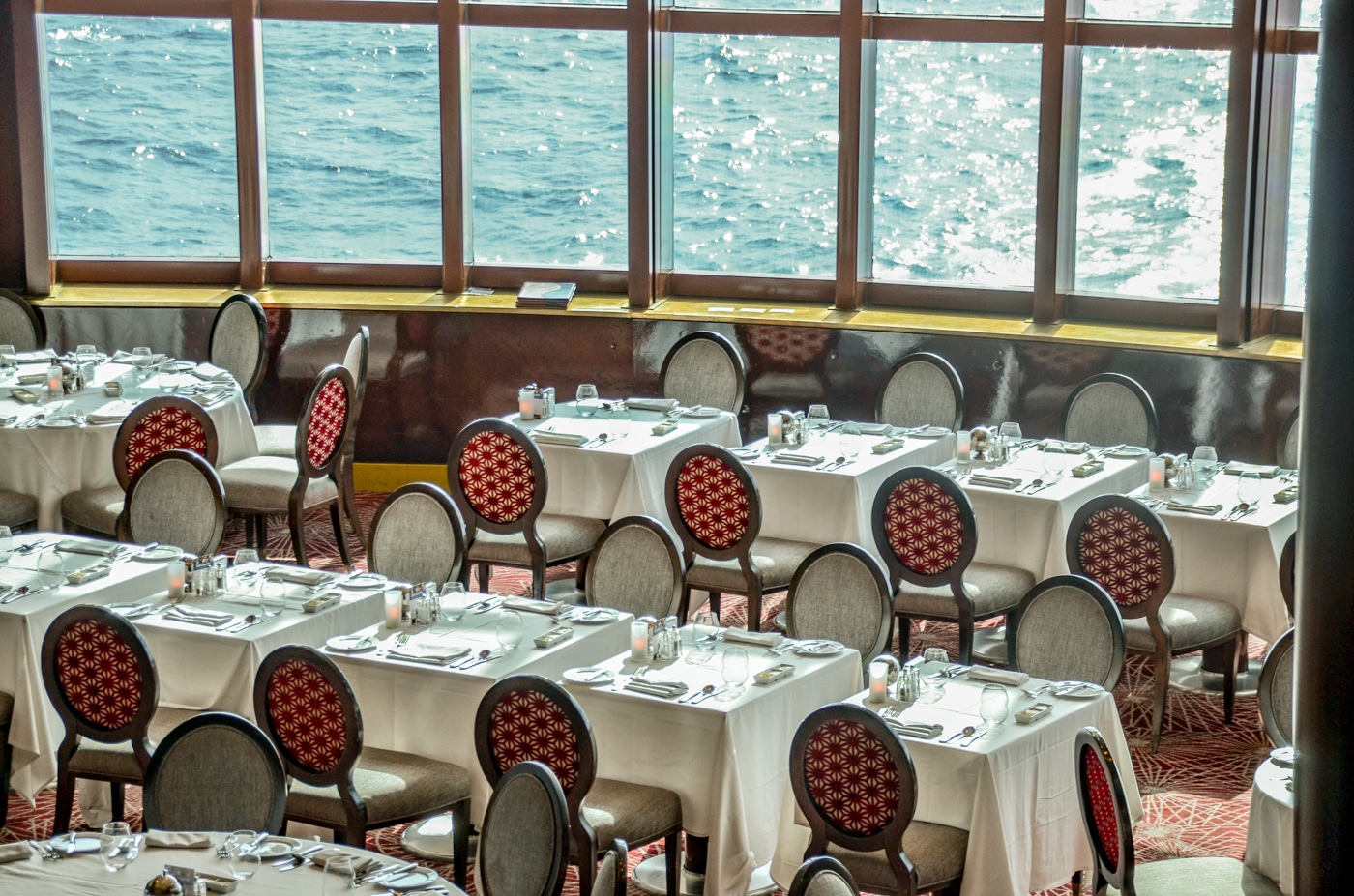 Cruise ship main dining room on Celebrity Infinity, Aft of ship