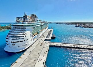 Royal Caribbean cruise ship docked in Nassau Bahamas