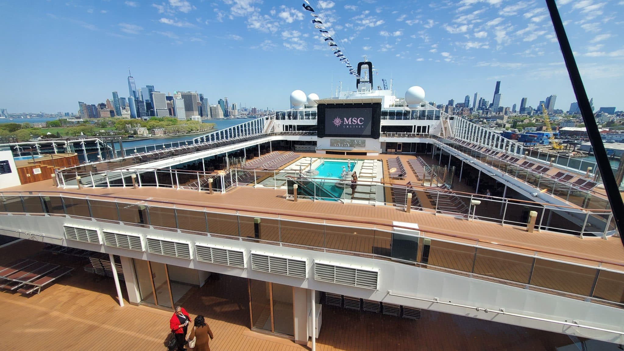 MSC Meraviglia cruise ship in dock at Brooklyn cruise terminal in New York City