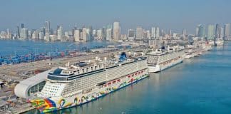 Cruise ships lines up in Port Miami