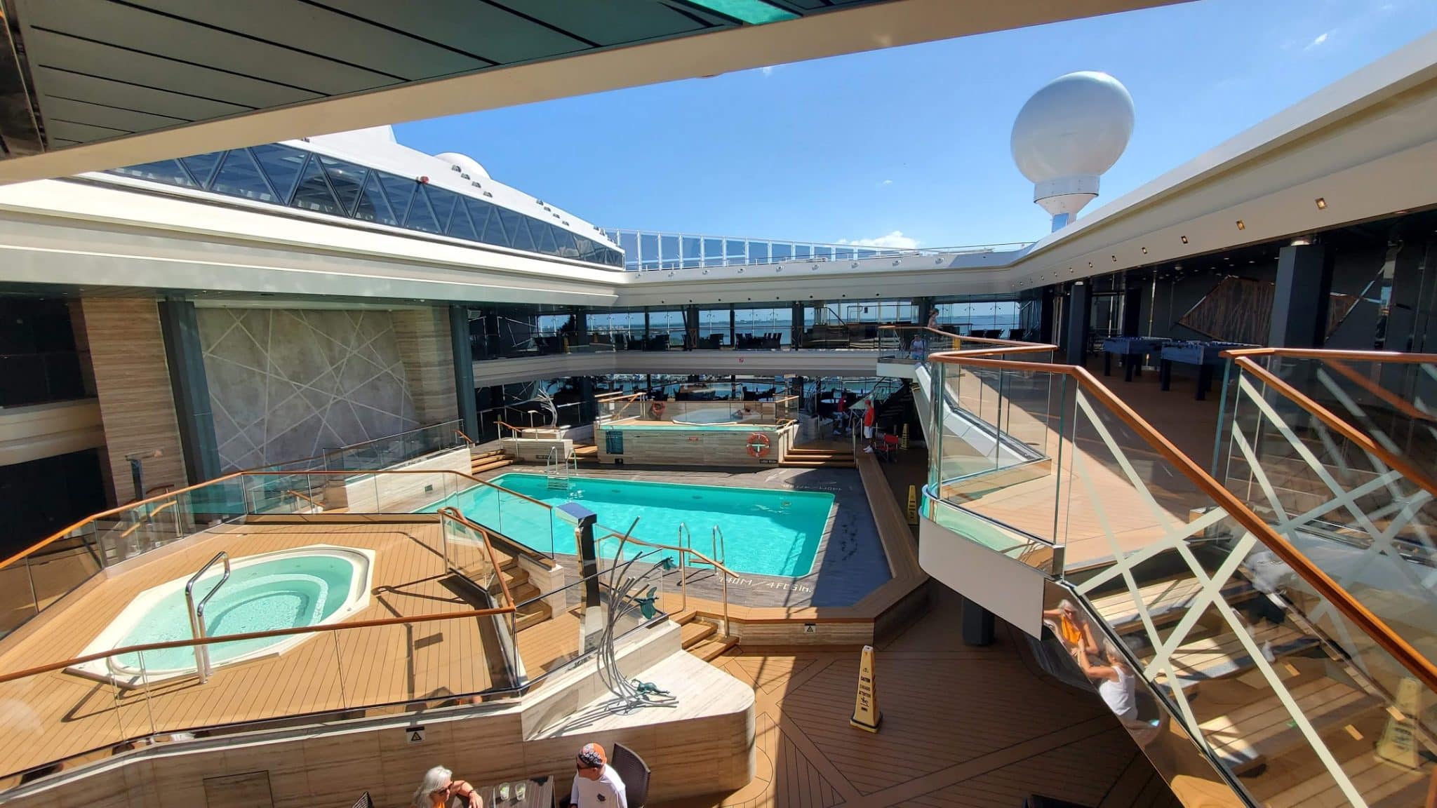 Pool on MSC Meraviglia showing the retractable roof