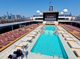 MSC Meraviglia pool deck in New York City cruise port