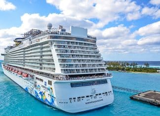 Norwegian Cruise ship in port in Nassau, Bahamas