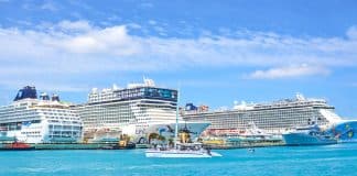 Norwegian cruise ships in port at Nassau