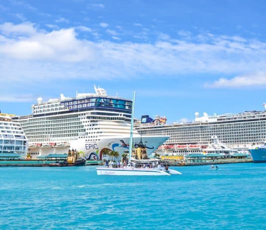 Norwegian cruise ships in port at Nassau