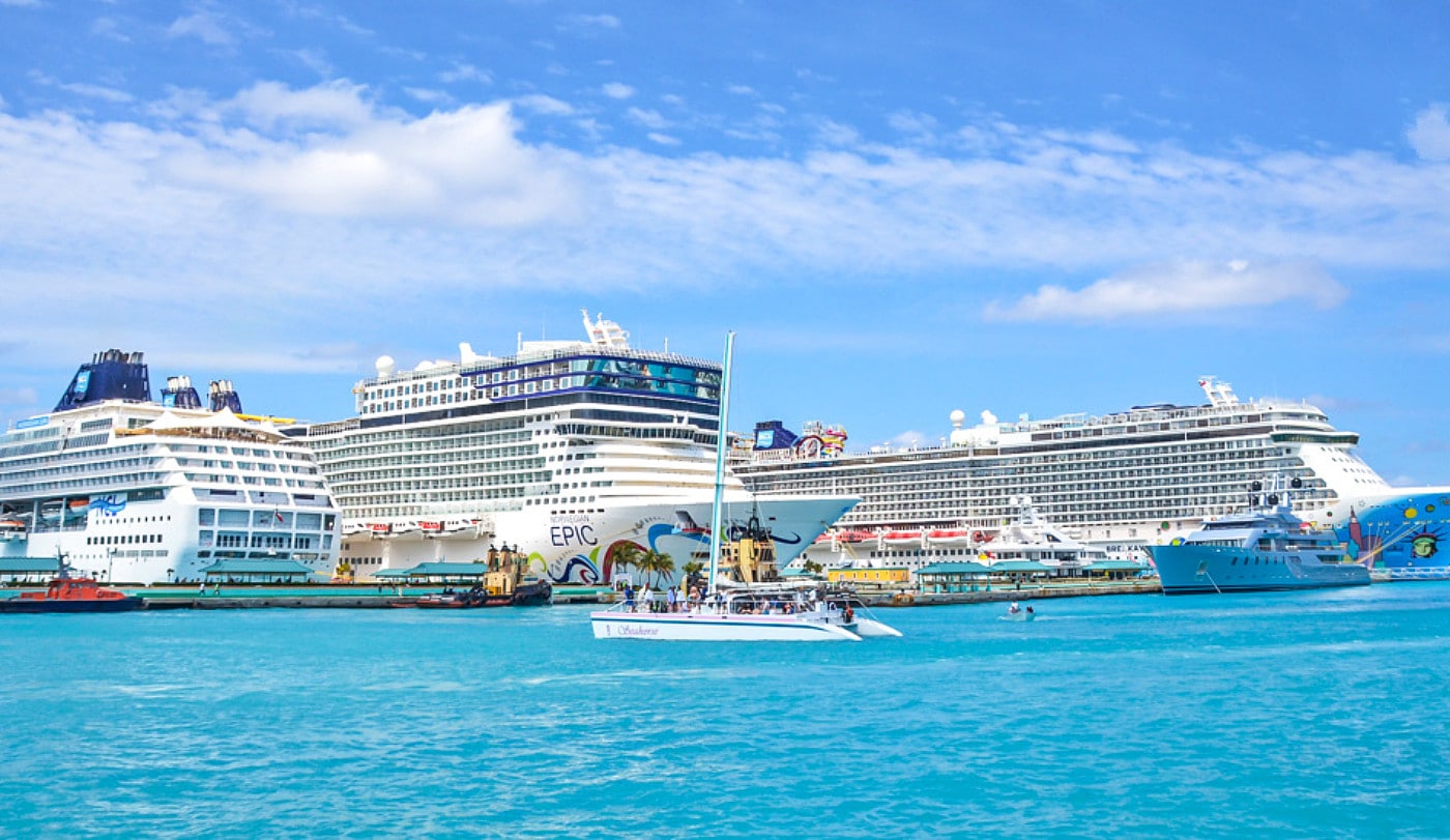 Norwegian cruise ships in port at Nassau
