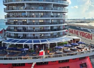 Virgin Voyages in port on embarkation day