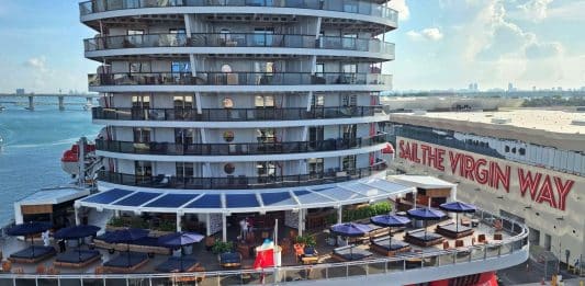 Virgin Voyages in port on embarkation day