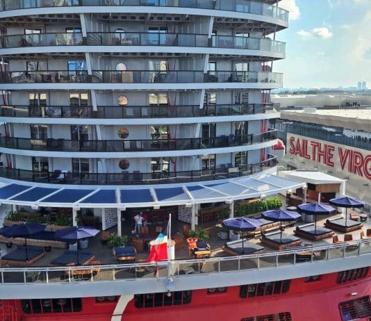 Virgin Voyages in port on embarkation day
